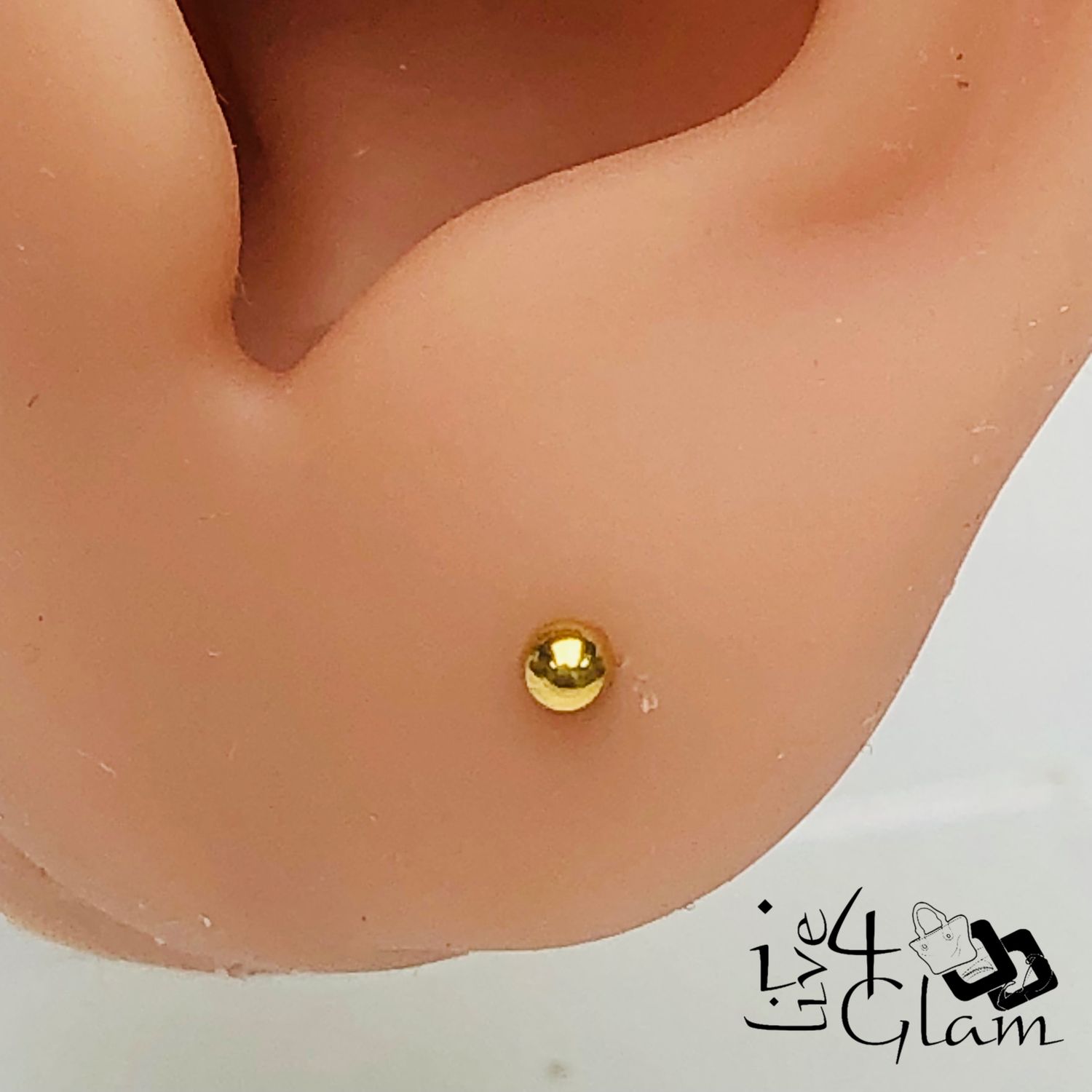Stainless Steel 3mm Ball Gold Flat Back Stud