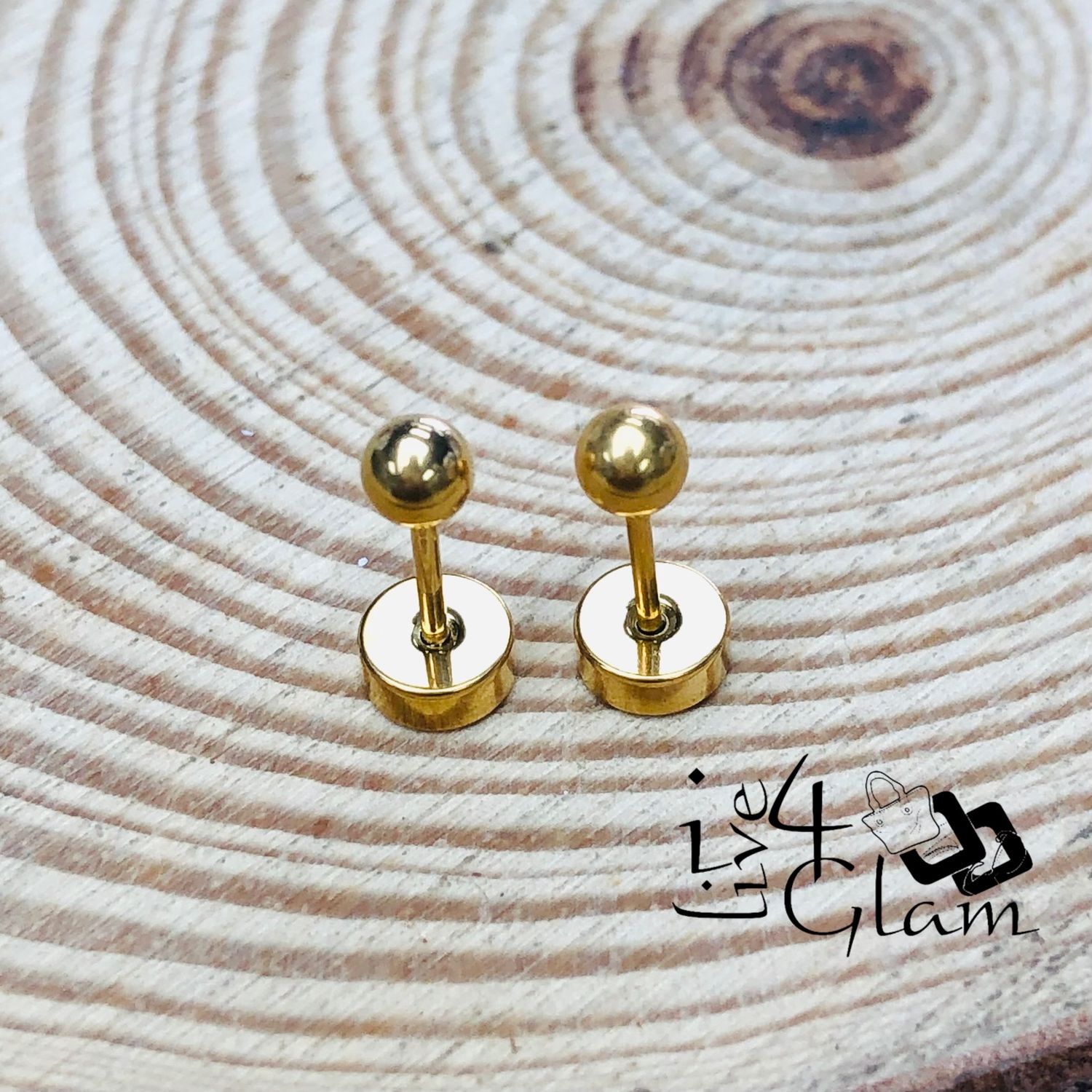 Stainless Steel 3.5mm Ball Gold Flat Back Stud