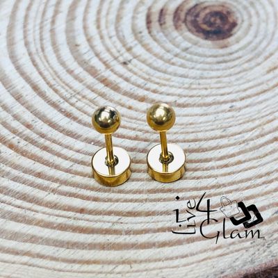 Stainless Steel 3.5mm Ball Gold Flat Back Stud