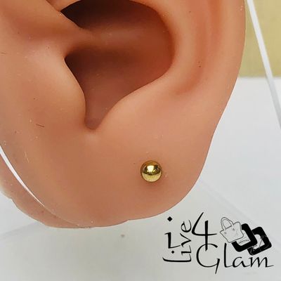 Stainless Steel 3.5mm Ball Gold Flat Back Stud