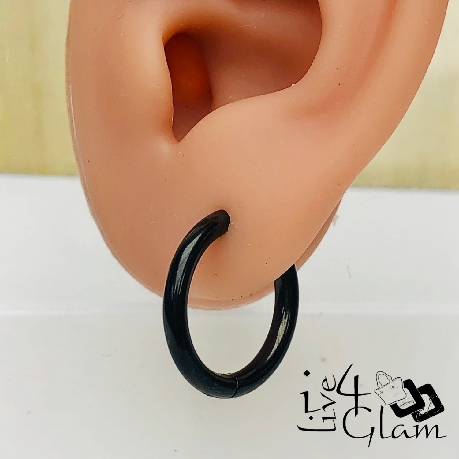 Stainless Steel 14mm Black Hoop