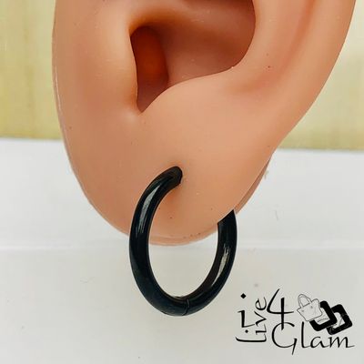 Stainless Steel 14mm Black Hoop