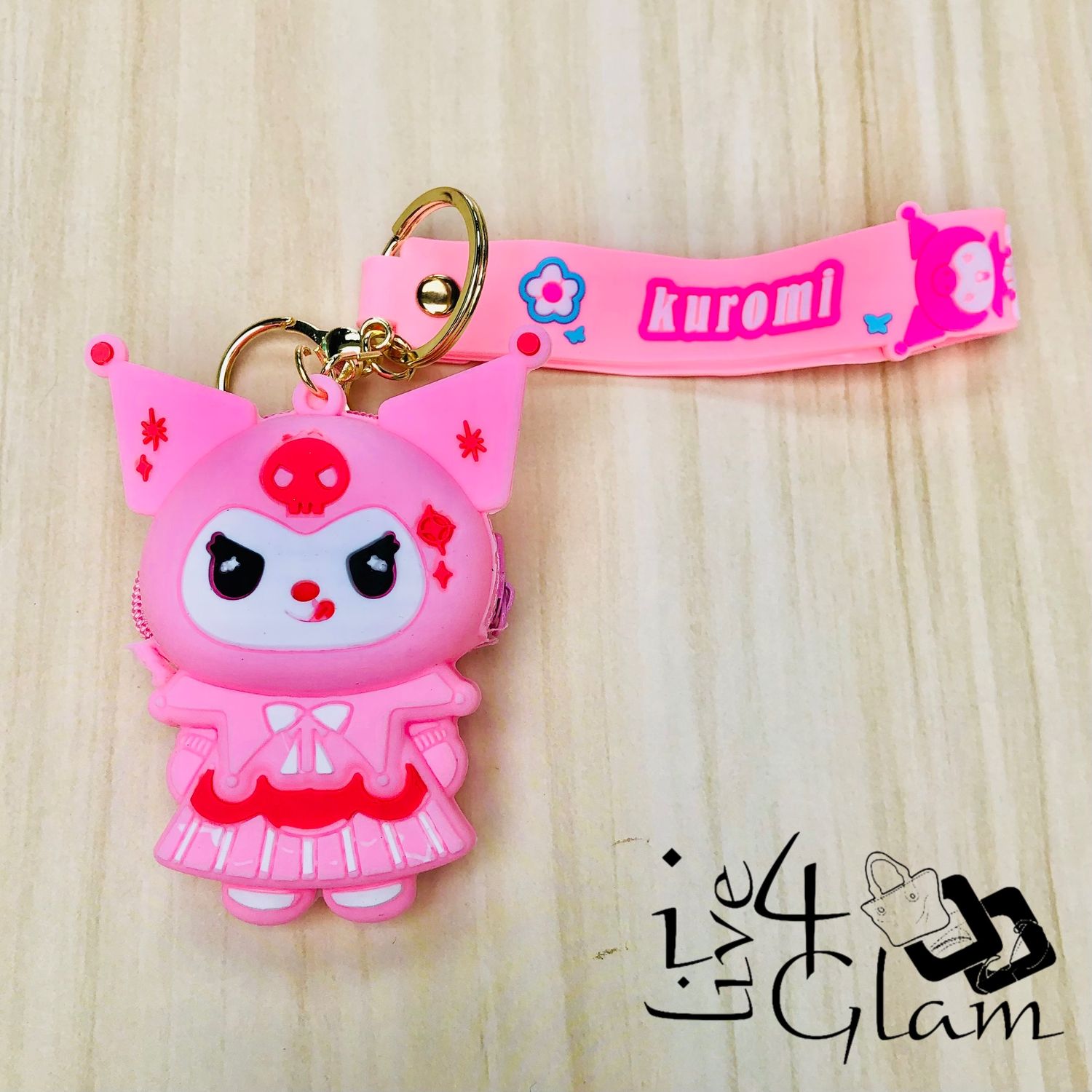 Kuromi Coin Purse Keychain Pink