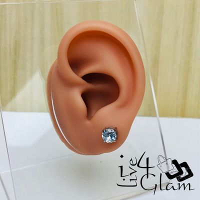 Stainless Steel 6mm Round Cz Silver Magnetic Stud