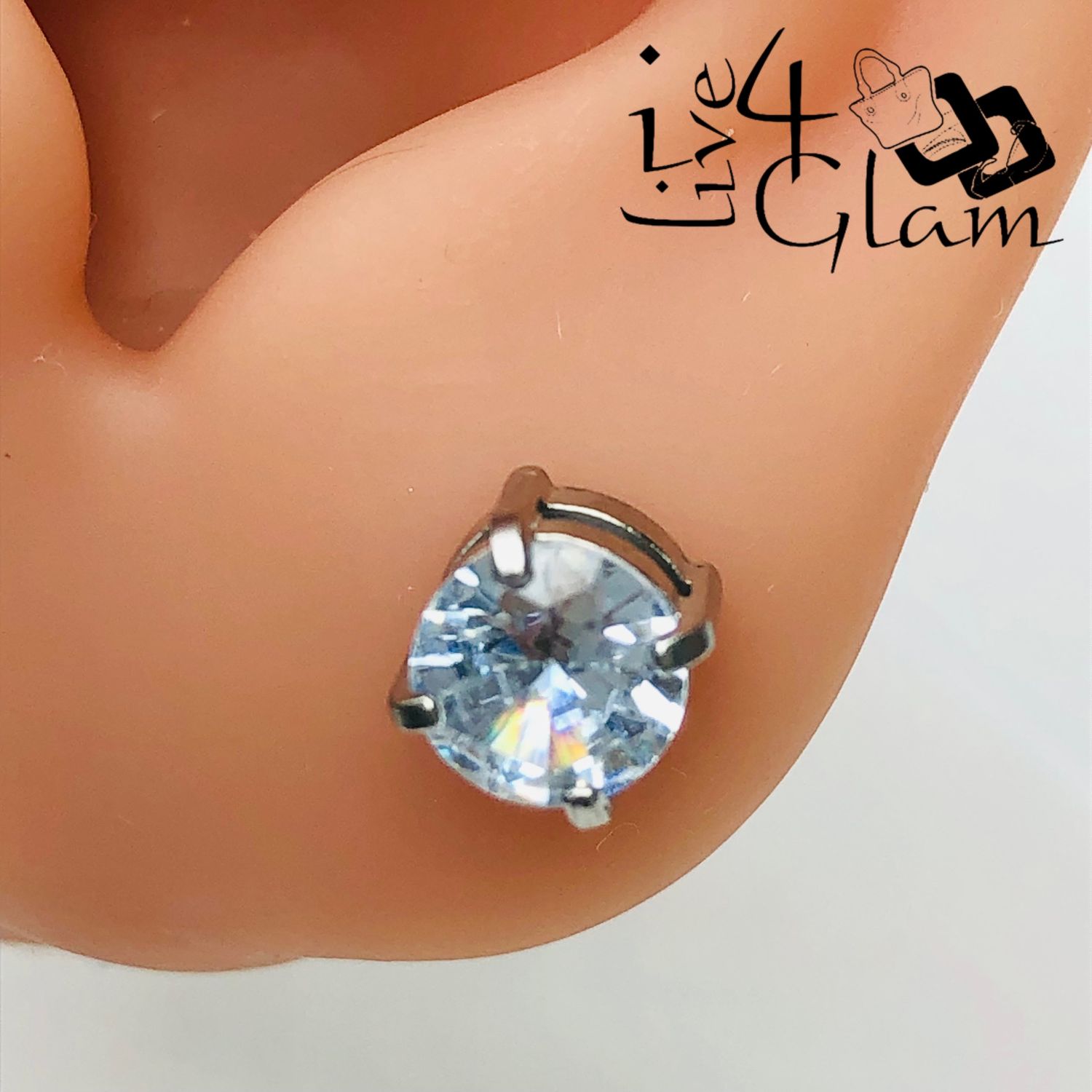 Stainless Steel 6mm Round Cz Silver Magnetic Stud