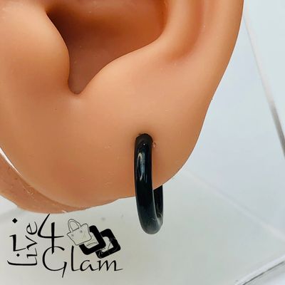 Stainless Steel 10mm Black Clip-On Ear Cuff