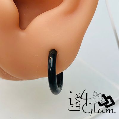 Stainless Steel 10mm Black Clip-On Ear Cuff