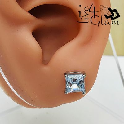Stainless Steel 6mm Square Cz Silver Magnetic Stud