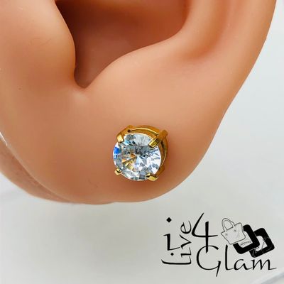 Stainless Steel 6mm Round Cz Gold Magnetic Stud