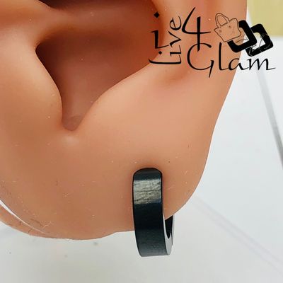 Stainless Steel 9mm Black Clip-On Ear Cuff