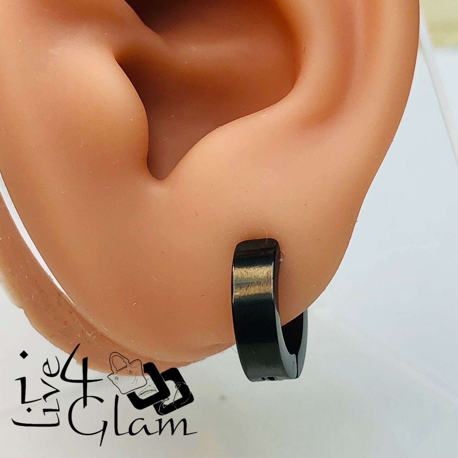Stainless Steel 9mm Black Clip-On Ear Cuff