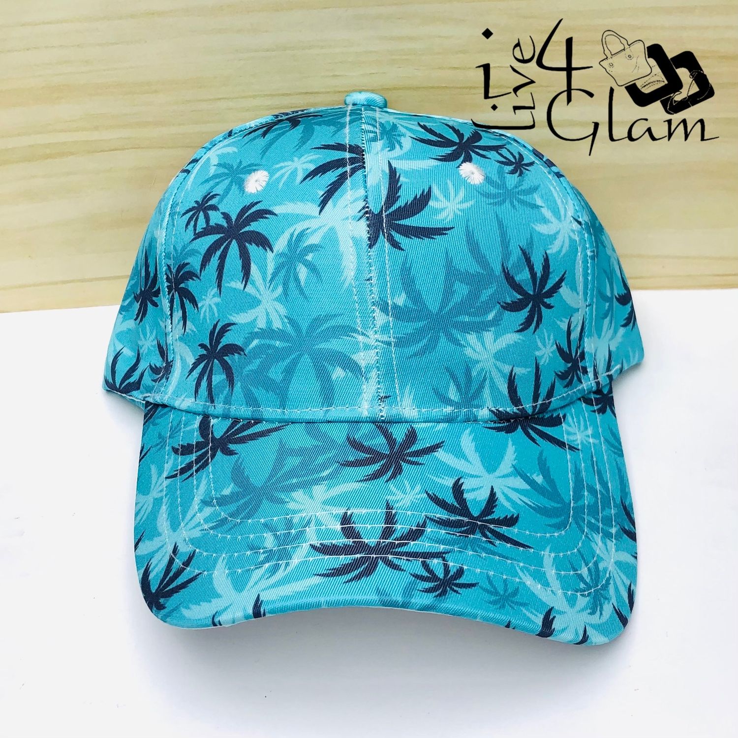 Palm Tree Pattern Trucker Cap Blue