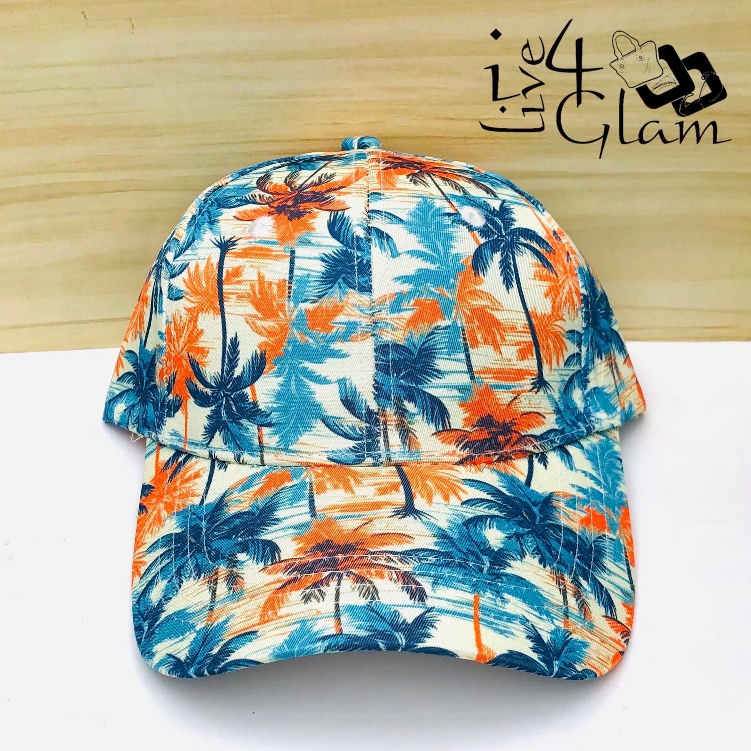 Palm Tree Pattern Trucker Cap Blue and Orange