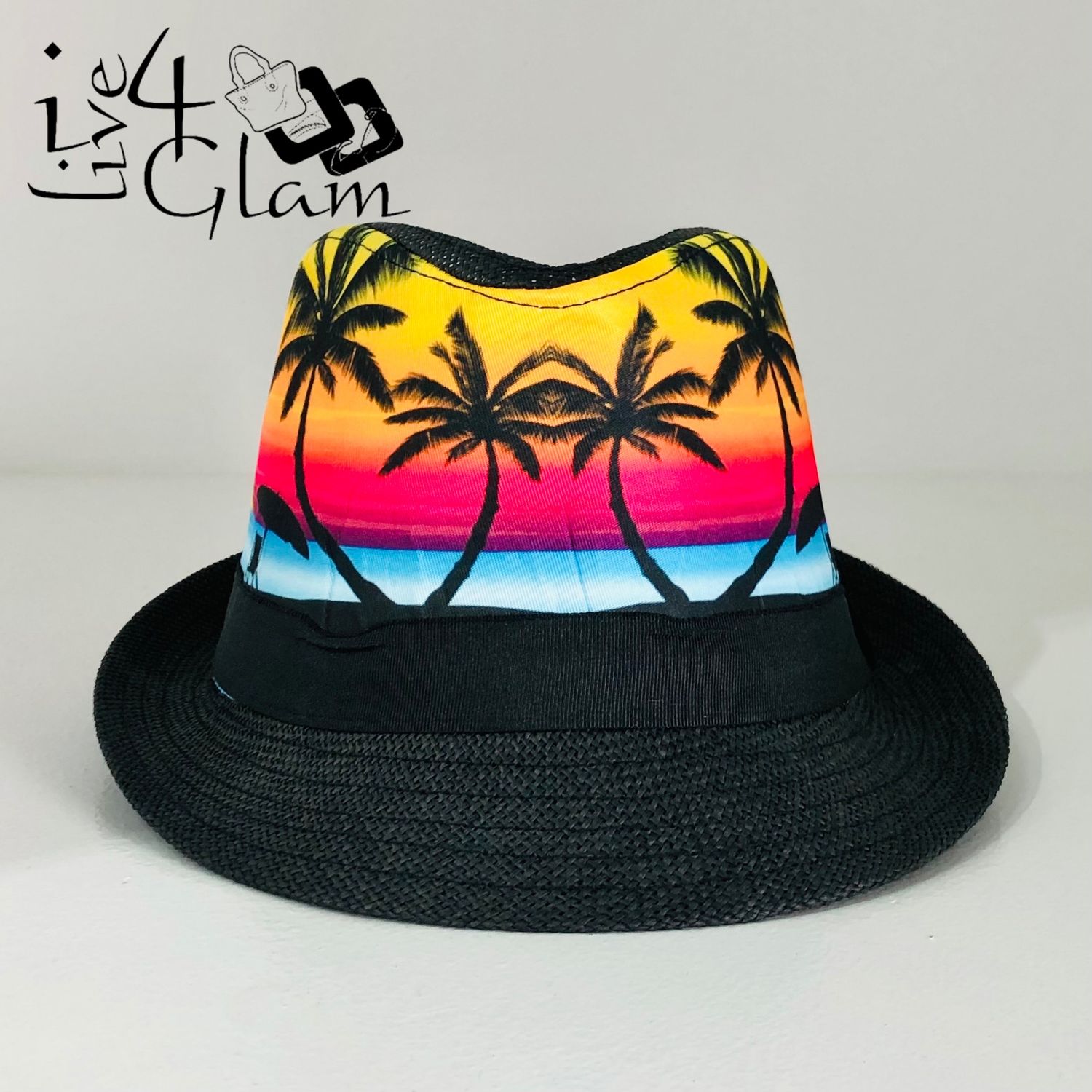 Palm Tree Sunset Fedora Black