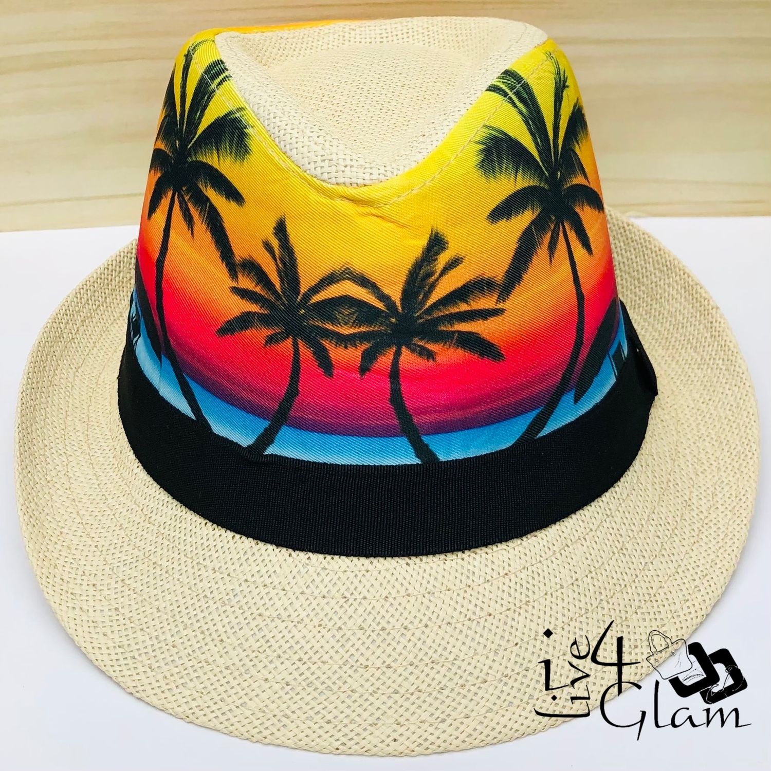 Palm Tree Sunset Fedora Beige