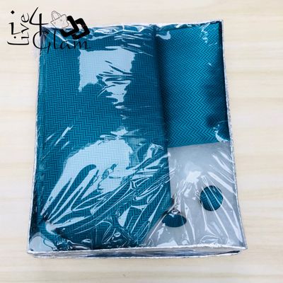 Men's Tie, Handkerchief and Cuff Link Set Blue Chevron Pattern