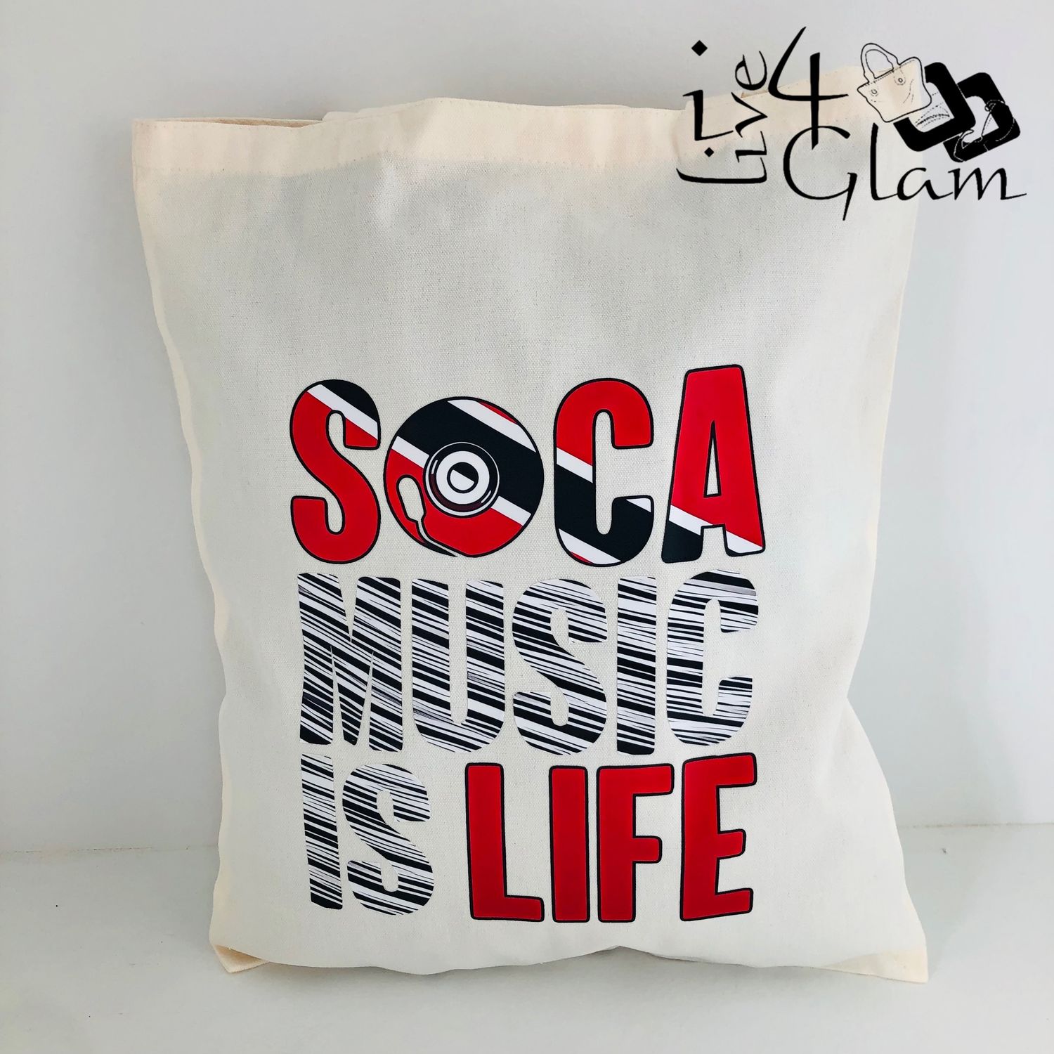 White Canvas Tote Bag Soca Music Is Life