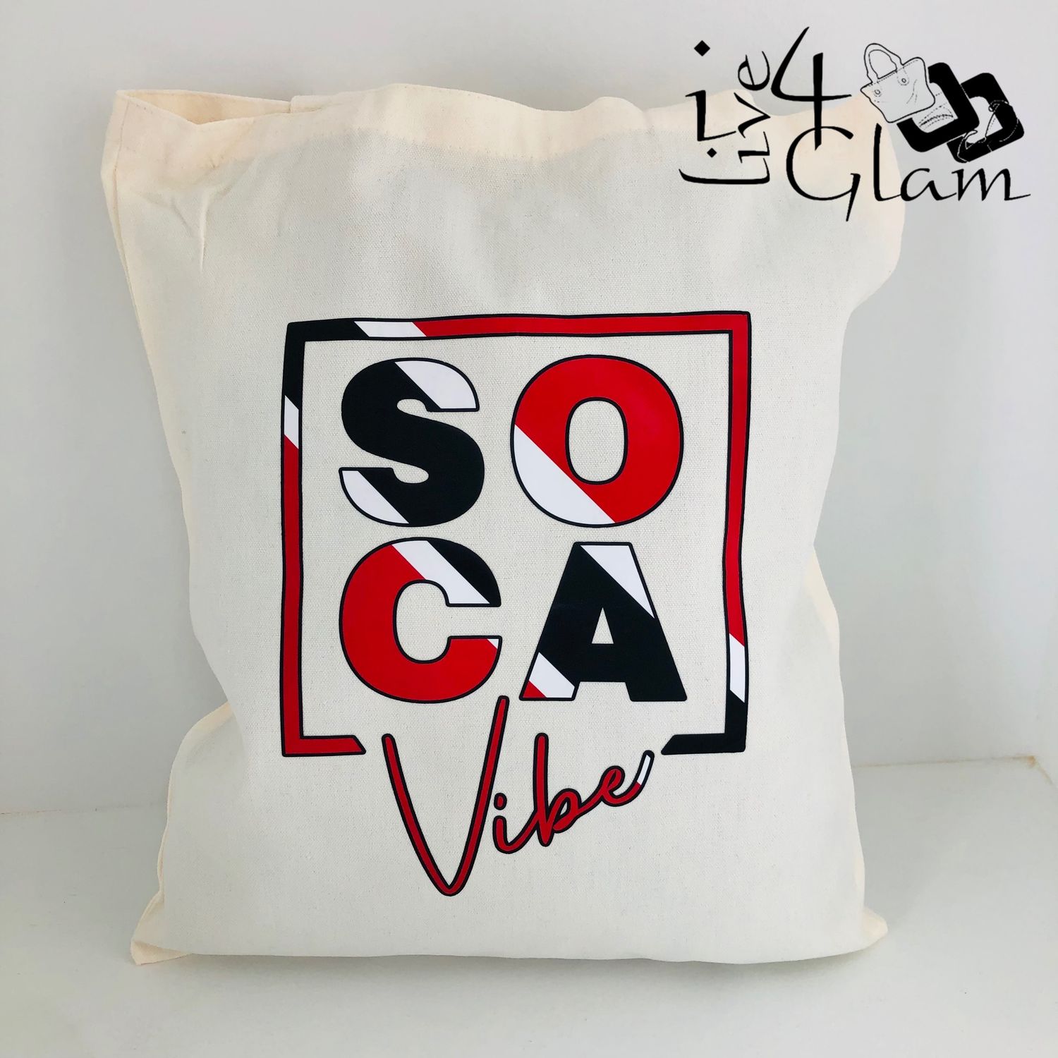 White Canvas Tote Bag Soca Vibes