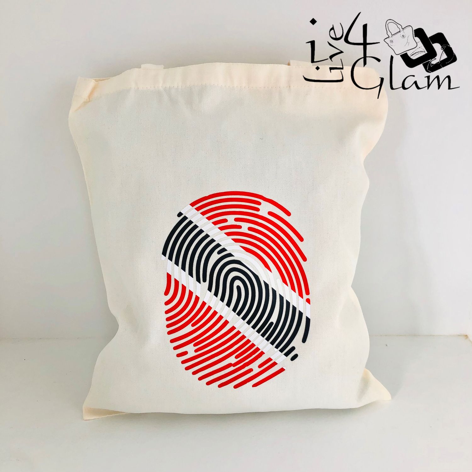 White Canvas Tote Bag Fingerprint/ Half Trinidadian