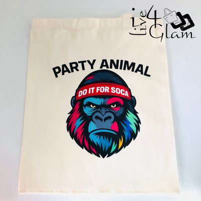 White Canvas Tote Bag Party Animal
