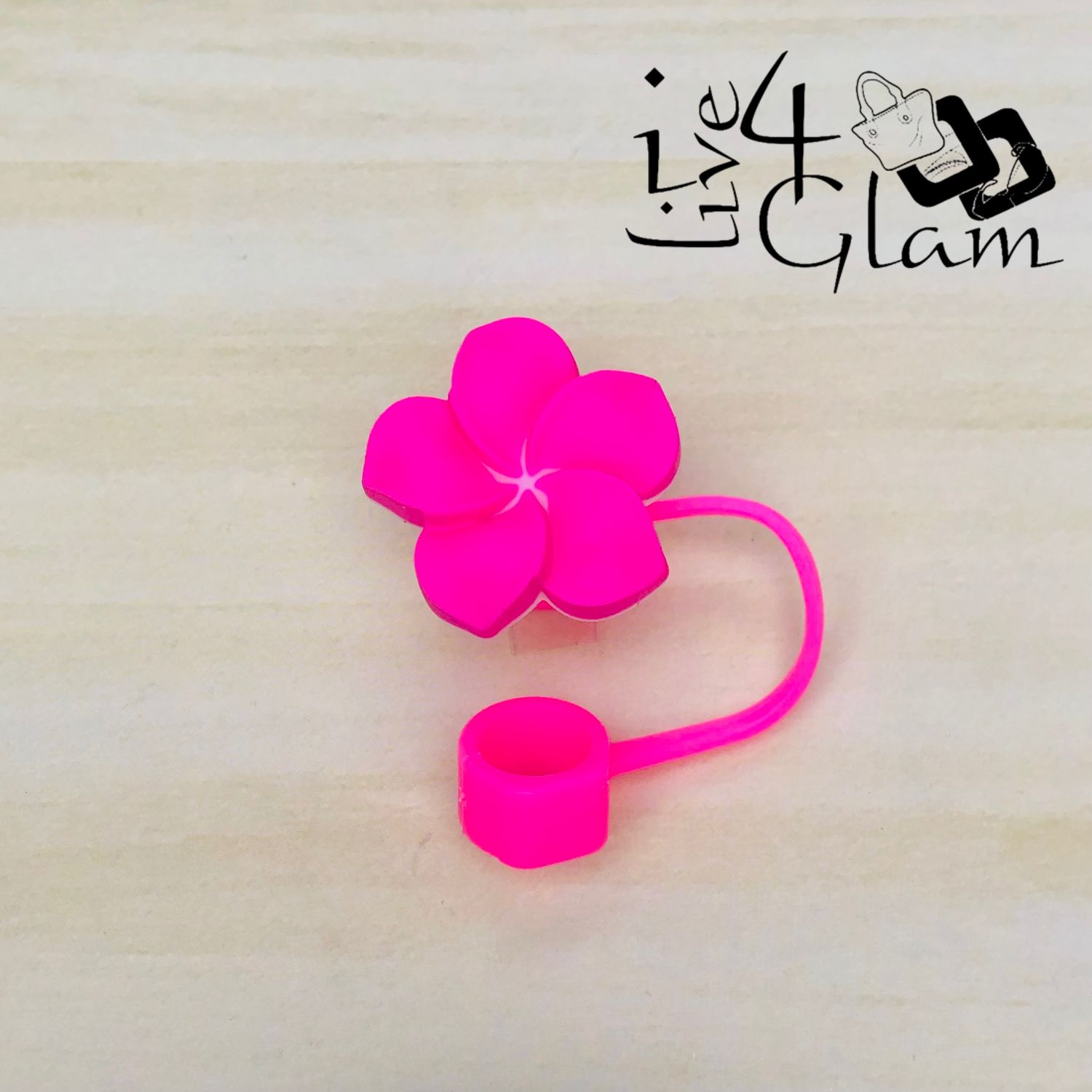 Large Plumeria Flower Straw Cover, Color: Pink