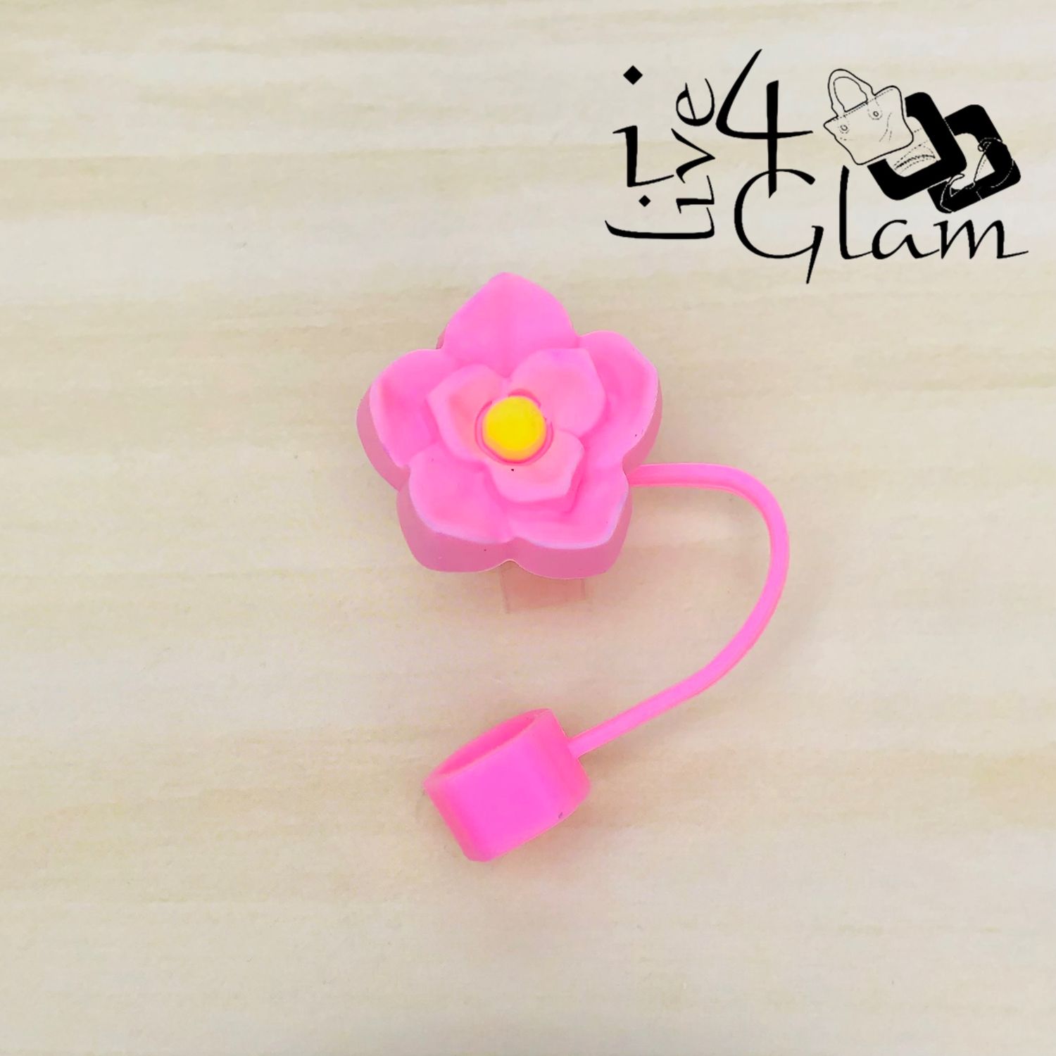 Large Magnolia Flower Straw Cover, Color: Pink