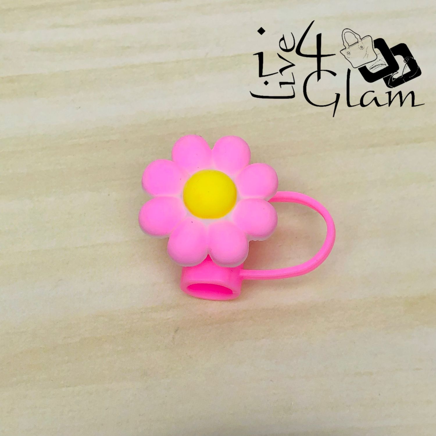Large Daisy Flower Straw Cover, Color: Light Pink