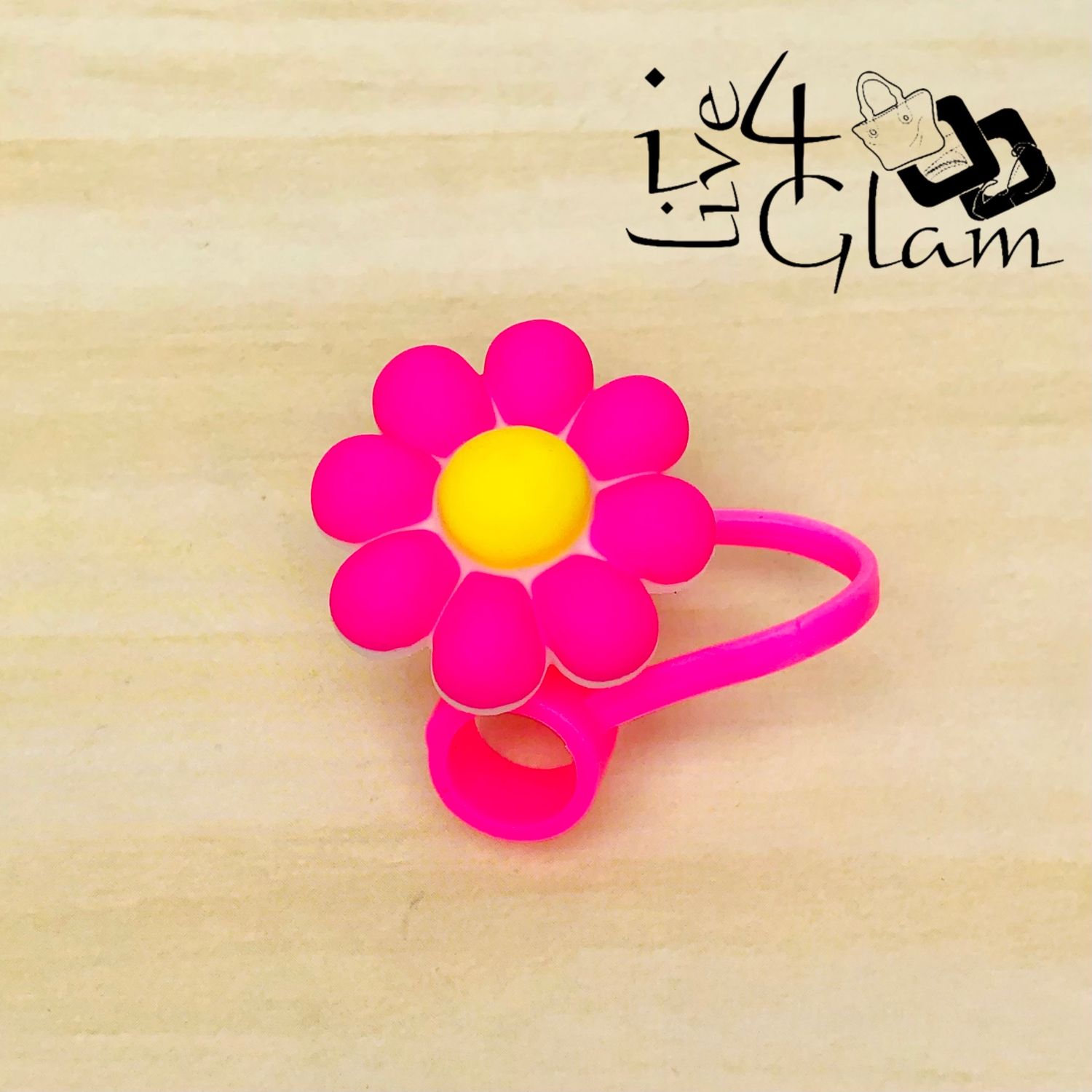 Large Daisy Flower Straw Cover, Color: Pink