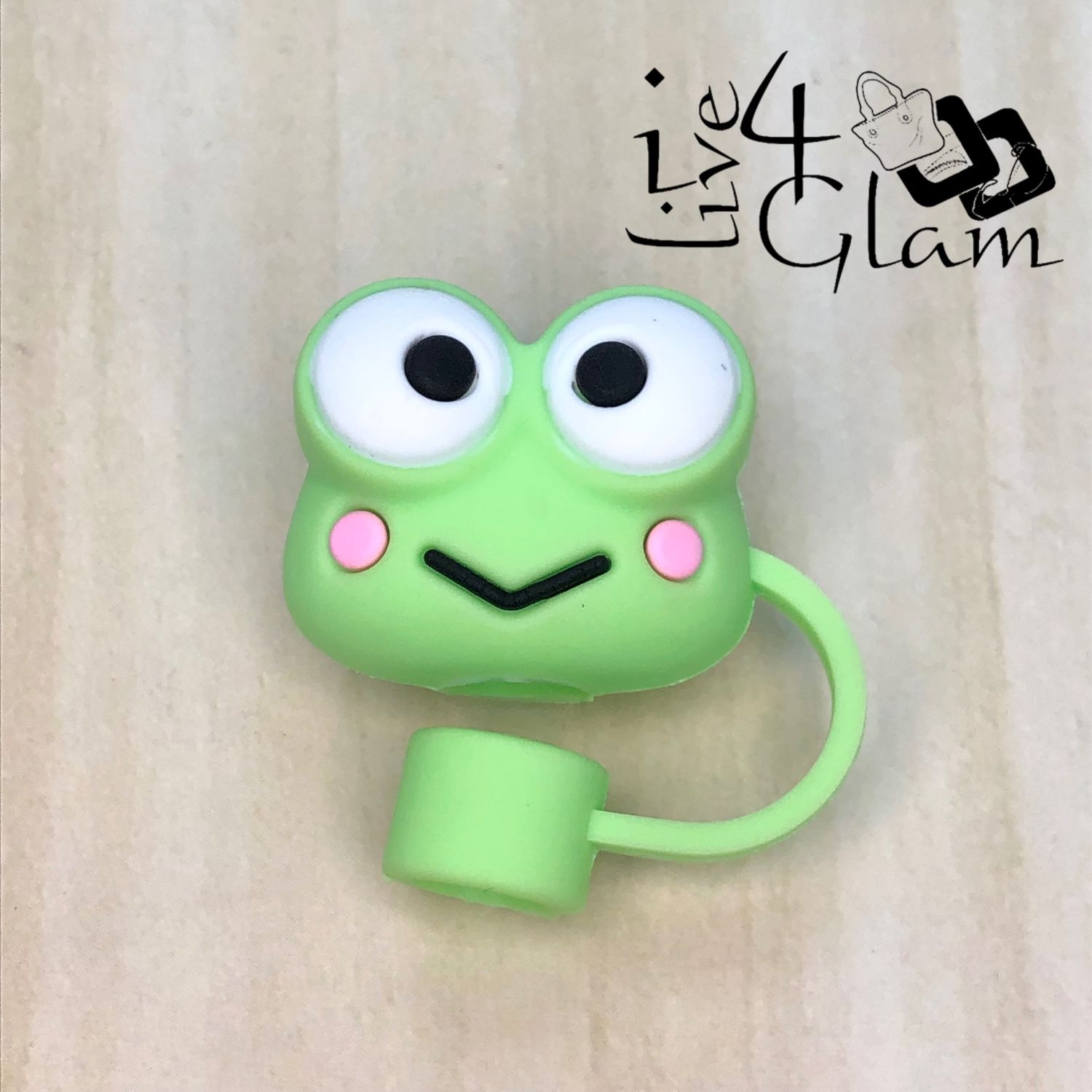  Large Green Silicone Straw Cover, Style: Smiley Frog