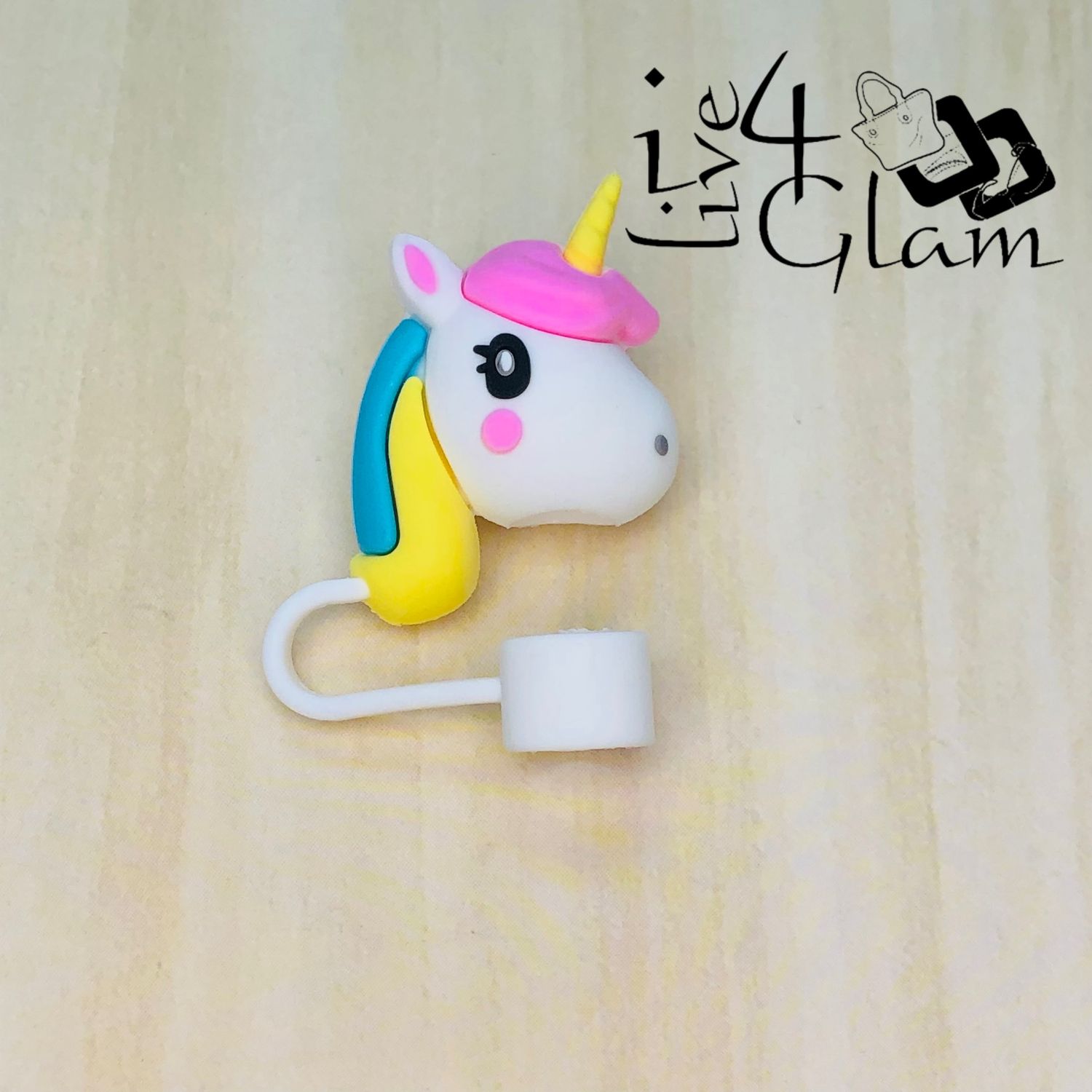 Large Rainbow Silicone Straw Cover, Style: Unicorn