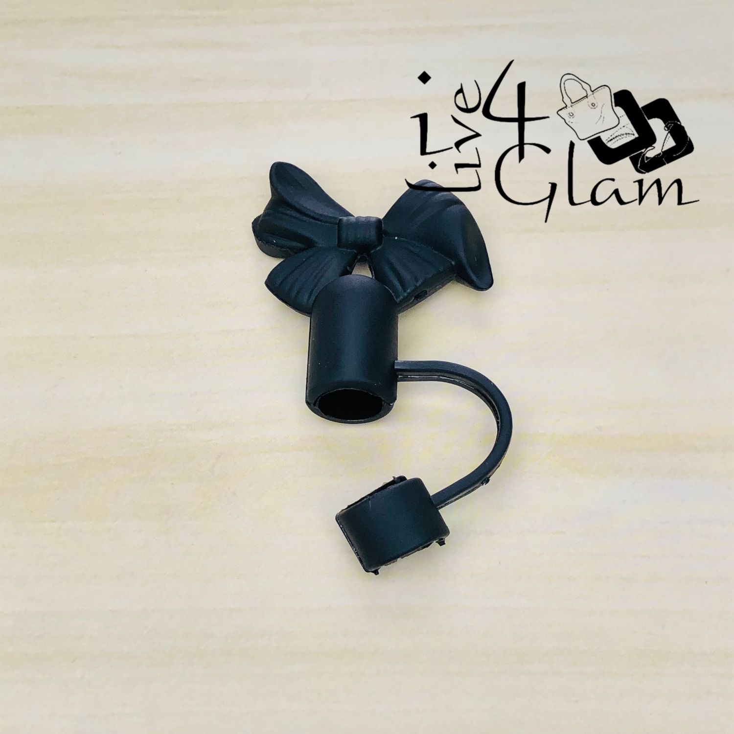 Large Bow Silicone Straw Cover, Style: Black