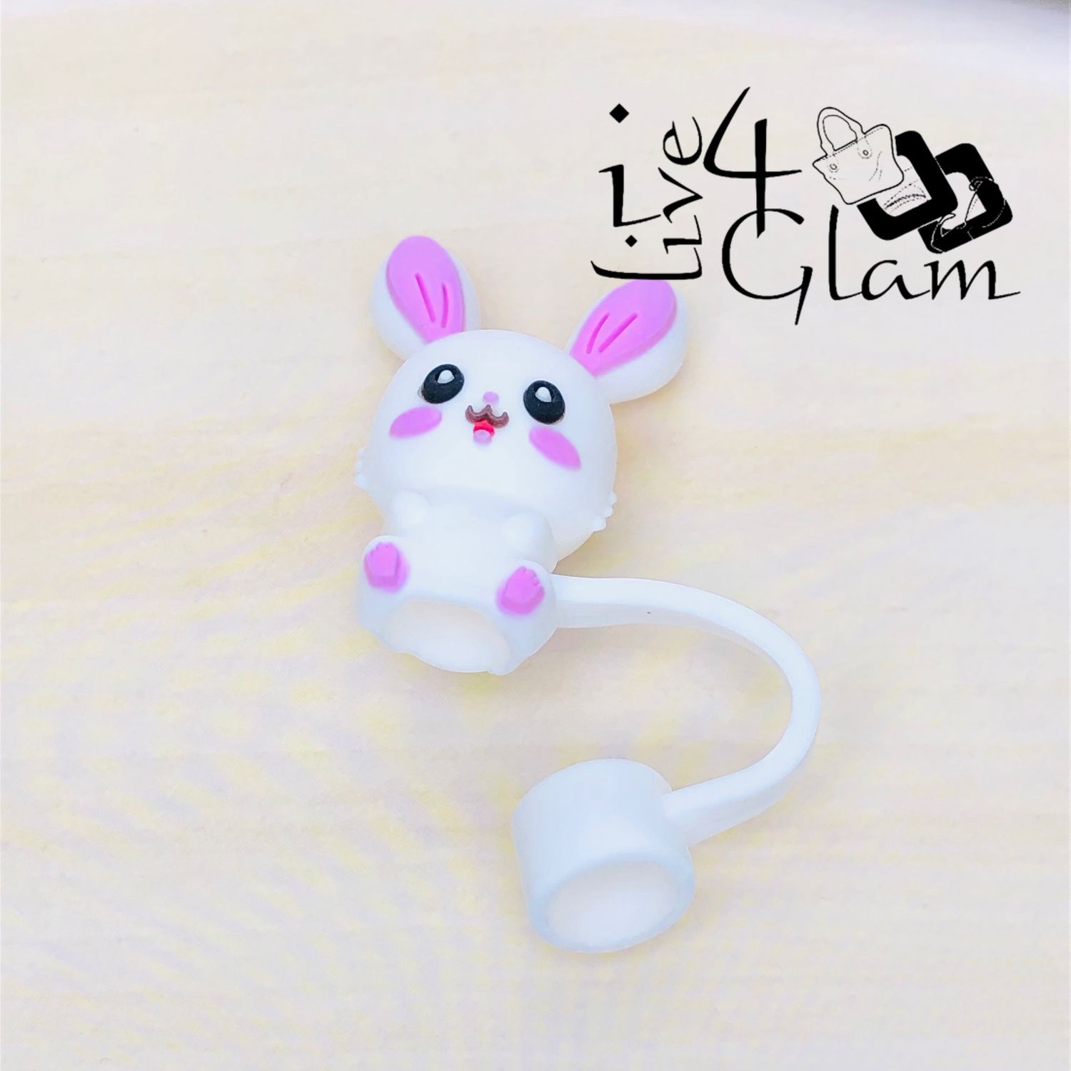 Large Silicone Straw Cover, Style: White Bunny