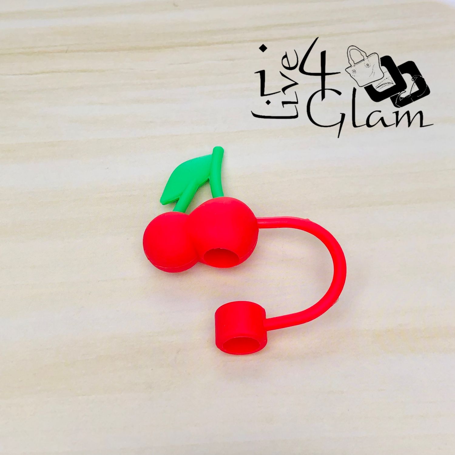 Large Red Double Cherry Straw Cover