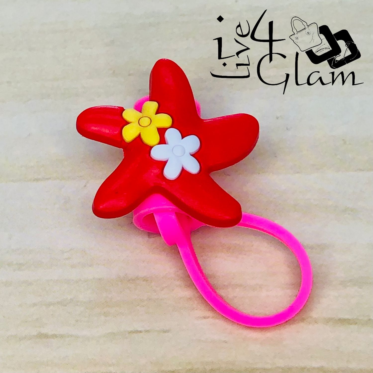 Starfish Silicone Straw Cover, Color: Red