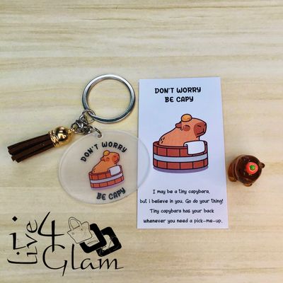 Inspirational Card with Pocket Animal and Keychain Capybara