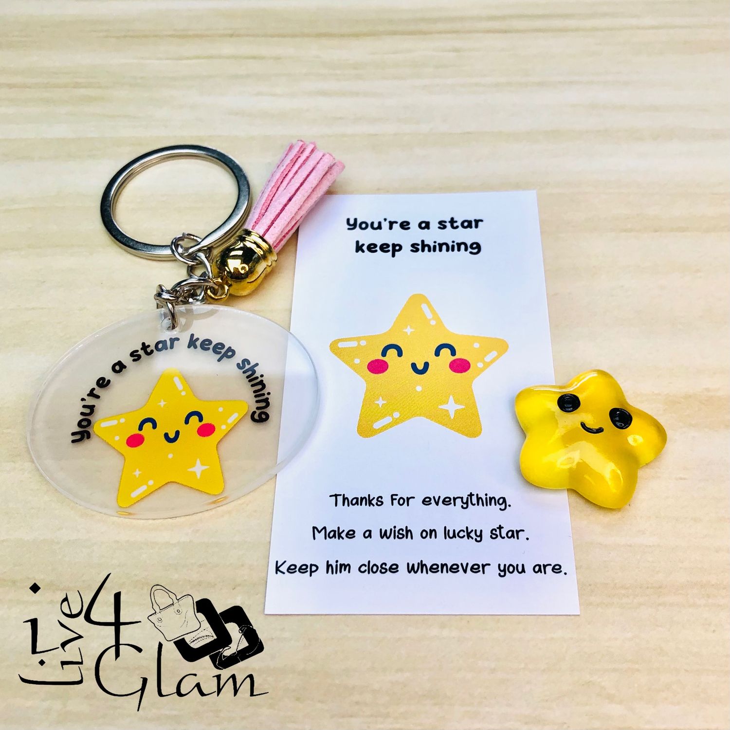 Inspirational Card with Pocket Star and Keychain