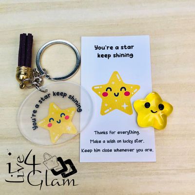 Inspirational Card with Pocket Star and Keychain