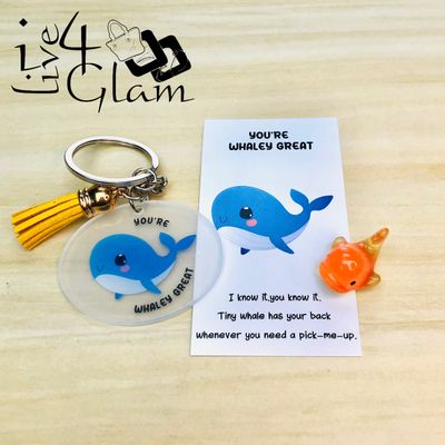Inspirational Card with Pocket Animal and Keychain Whale