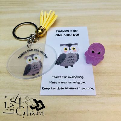 Inspirational Card with Pocket Animal and Keychain Owl
