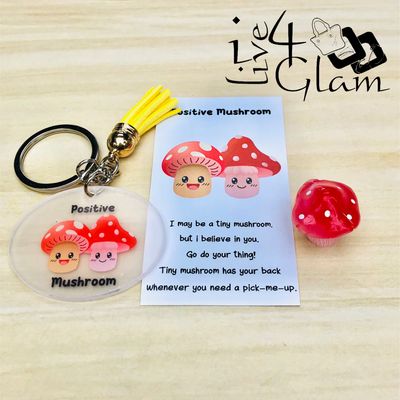 Inspirational Card with Pocket Plant and Keychain Mushroom