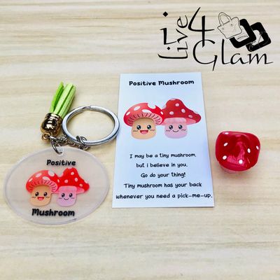 Inspirational Card with Pocket Plant and Keychain Mushroom