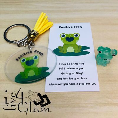 Inspirational Card with Pocket Animal and Keychain Frog