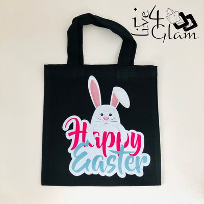 Black Mini Tote Bag Happy Easter