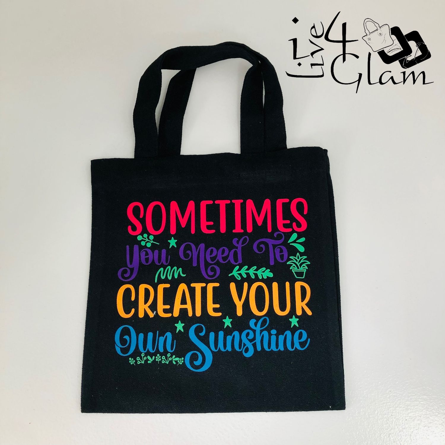 Black Mini Tote Bag Create Your Own Sunshine