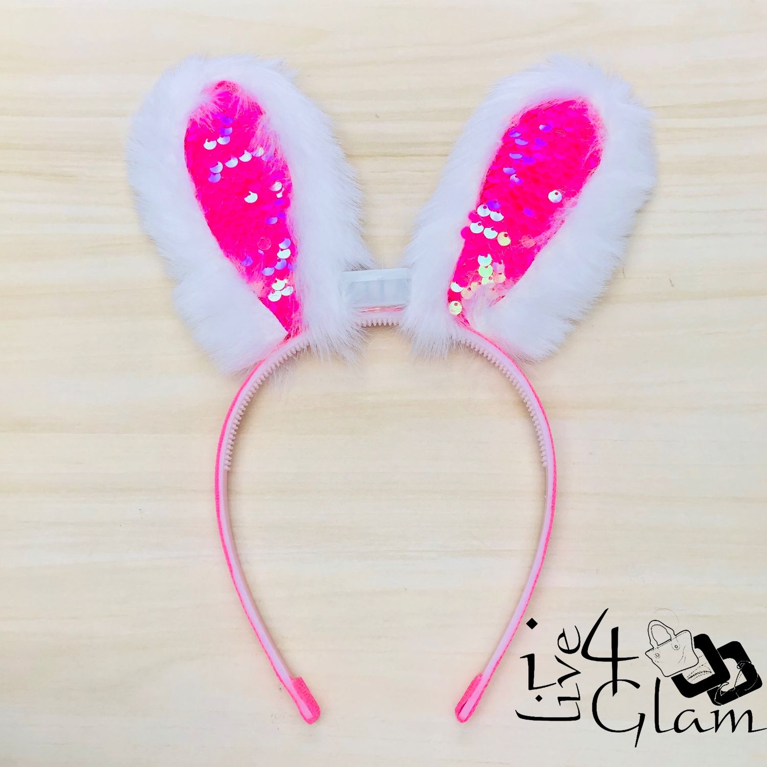 Easter Sequin Bunny Ears Bando, Color: Pink