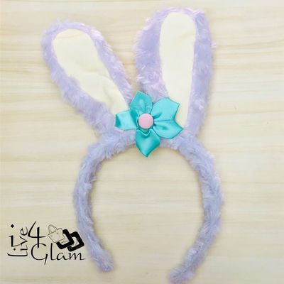 Light Up Easter Plush Bunny Ears w Flower Bando