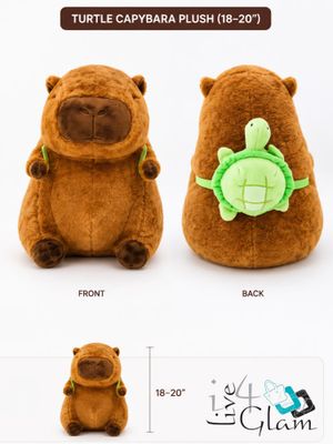 Large Plush Capybara Stuff Toy Turtle Backpack