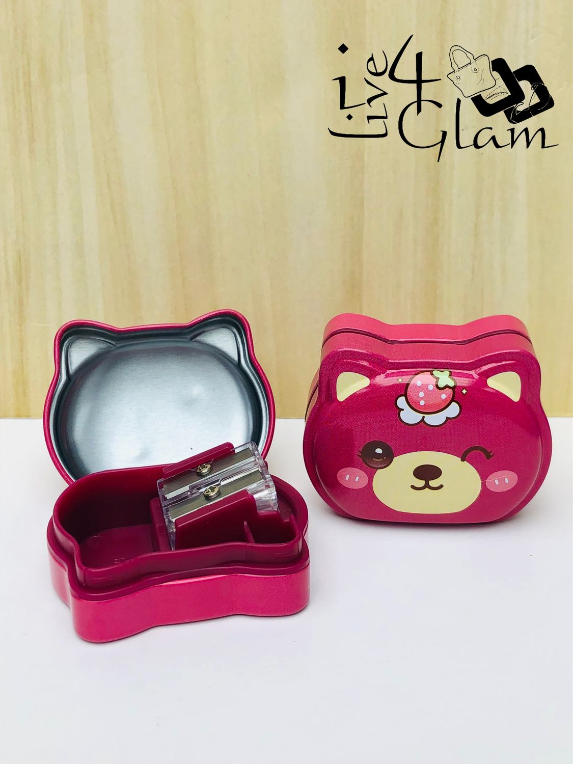 Dual Enclosed Sharpener Pink Bear