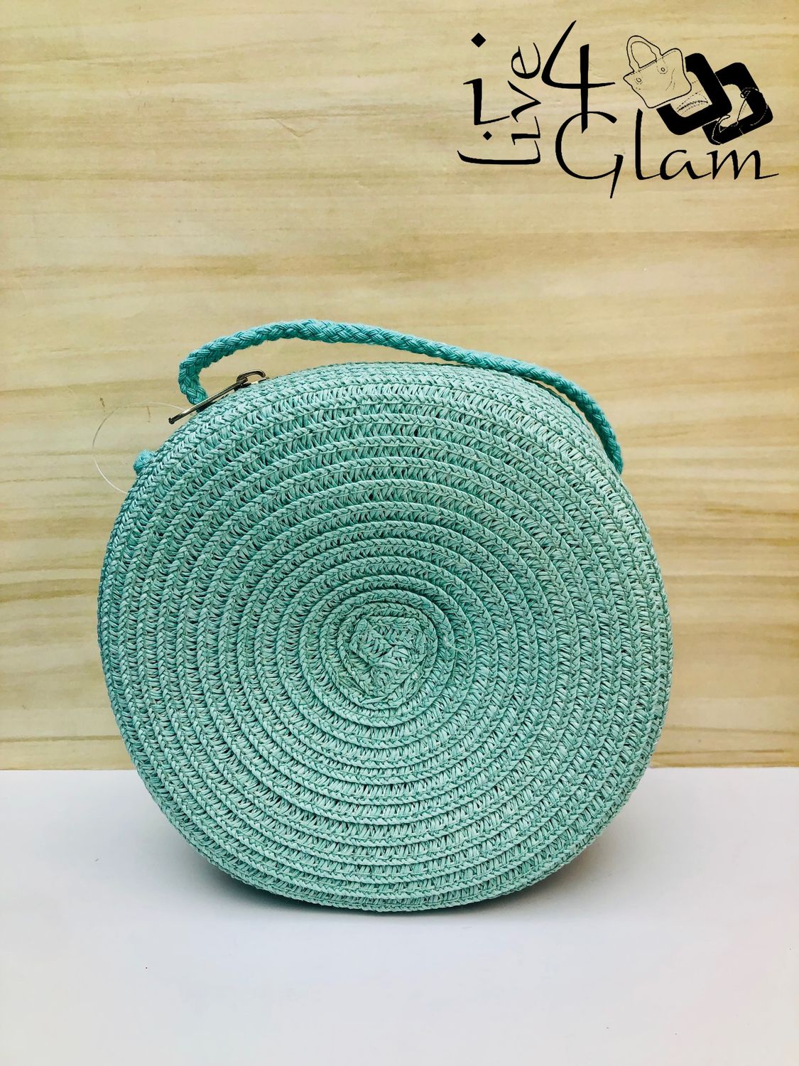 Round Woven Crossbody Bag Teal