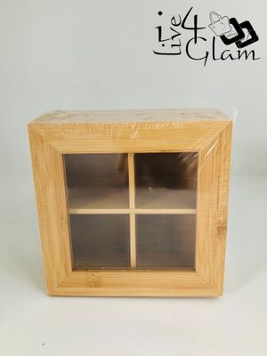 Four Compartment Wooden Tea Box